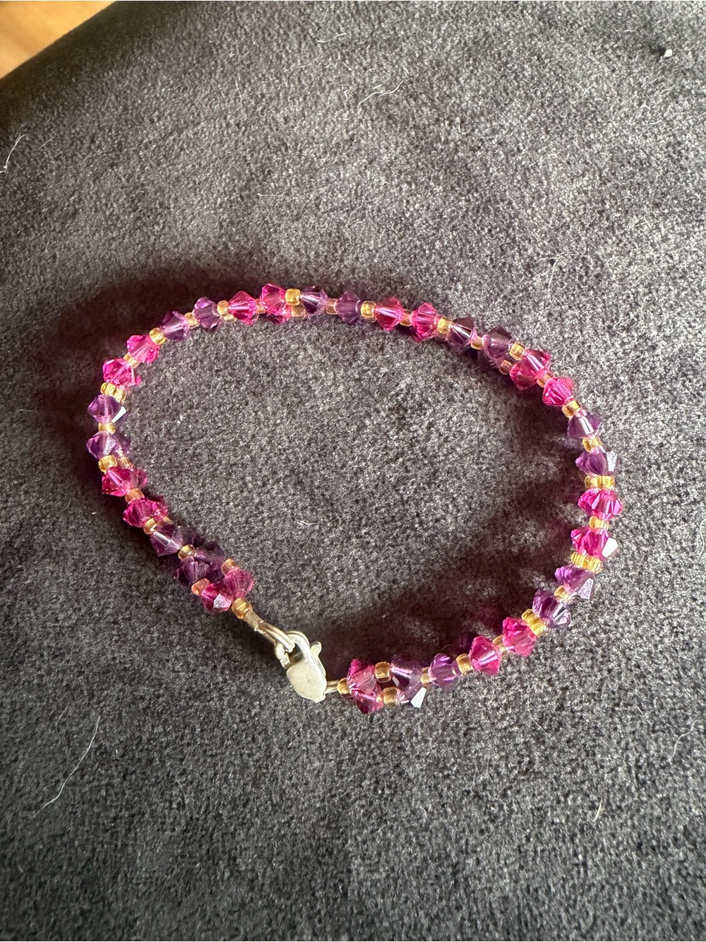 Handcrafted Pink & Purple Crystal Bead Bracelet - Women's Jewelry